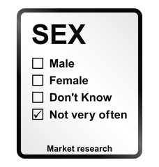 Monochrome market research sex sign