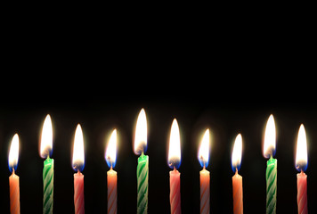 candles on black background