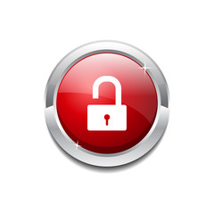 Unlock Circular Red Vector Web Button Icon