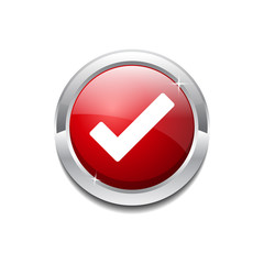 Tick Mark Circular Red Vector Web Button Icon