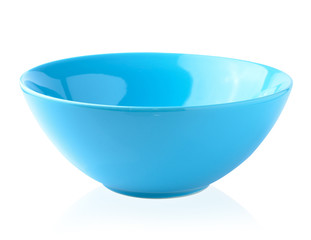 Blue bowl on the white background
