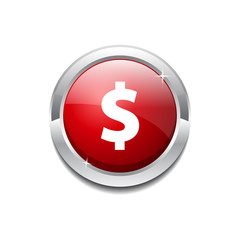 Dollar Currency Sign Circular Red Vector Web Button Icon