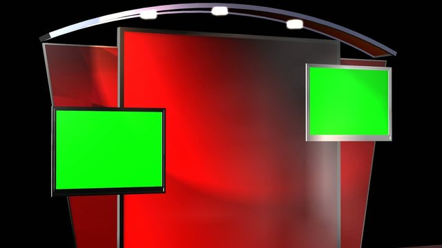 Virtual Studio Background with animated Green Screen TV