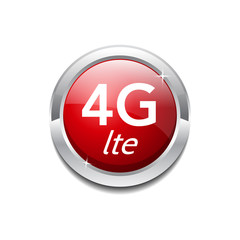 4g Sign Circular Red Vector Button Icon