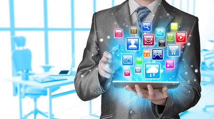 Business man using tablet PC