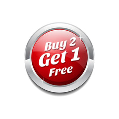 Buy 2 Get 1 Free Glossy Shiny Circular Vector Button