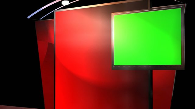 Virtual Studio Background with animated Green Screen TV