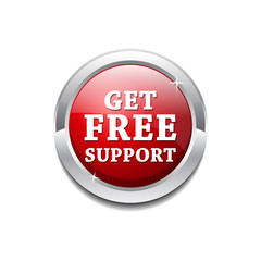 Free Support Glossy Shiny Circular Vector Button
