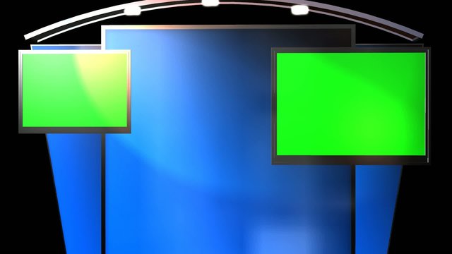 Virtual Studio Background with animated Green Screen TV