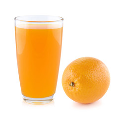 orange juice with oranges isolated on white
