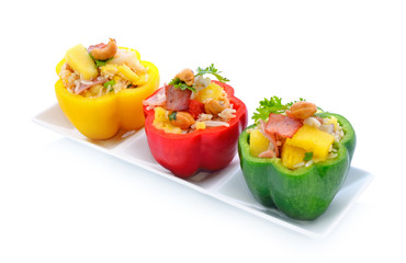 Fried rice with chili, three decorative colors.