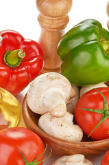 Fresh vegetables and mushrooms