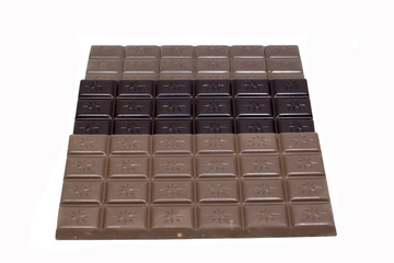 bars of dark and milk chocolate and chocolate with hazelnuts