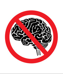 No thinking sign with brain