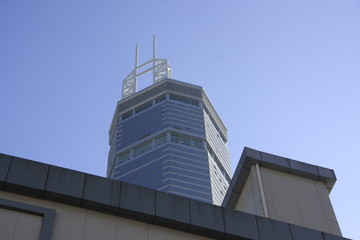 en haut d'un immeuble