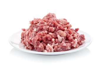 Pork mince isolated on white background