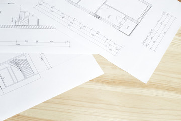 Close-up of architects blueprint.