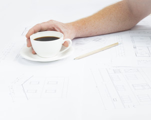 View of architectur's hand.