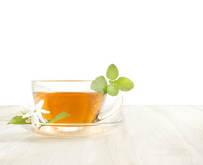 Cup tea with mint.
