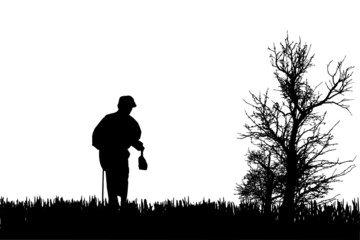 Vector silhouette of old people.