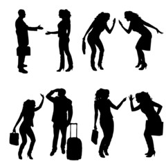 Vector silhouette of business people.