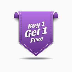 Buy 1 Get 1 Purple Label Icon Vector Design