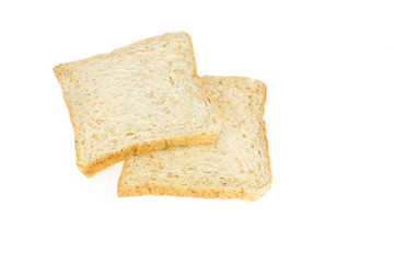 Whole wheat sliced isolated on white background,top view