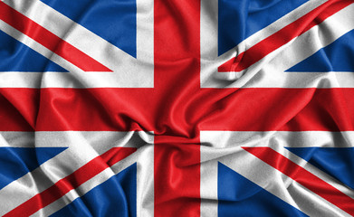Closeup of ruffled British flag