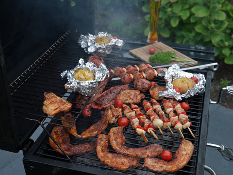 Grilled food on the braai