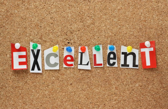 The Word Excellent On A Cork Notice Board