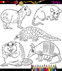 animals set cartoon coloring book