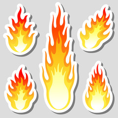 Fire flame stickers set