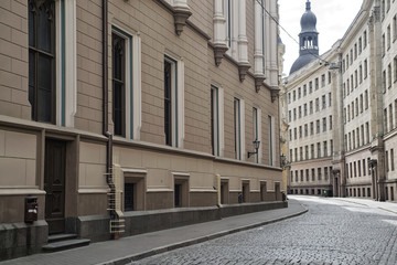Fototapeta na wymiar Deserted city street. Europe.