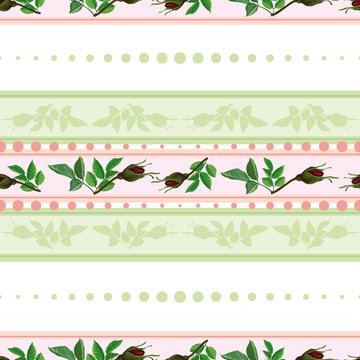 seamless pattern of roses and of stripes