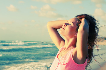 Portrait of happy woman outdoors