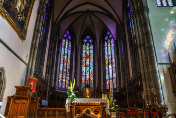 Obraz premium Majestic gothic cathedral interior.