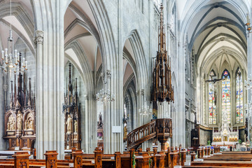 Fototapeta na wymiar Majestic gothic cathedral interior.