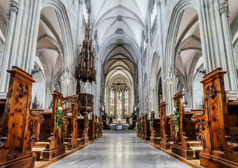 Obraz premium Majestic gothic cathedral interior.
