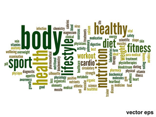 Vector conceptual health word cloud