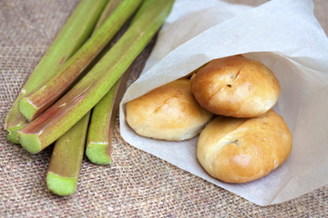 Sweet patties with rhubarb