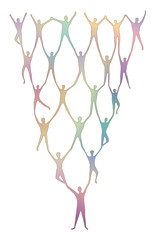 multicolored human pyramid vector