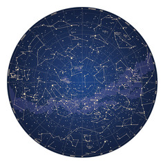 High detailed sky map of Southern hemisphere with names - 66609726
