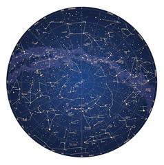 High detailed sky map of Northern hemisphere with names - obrazy, fototapety, plakaty