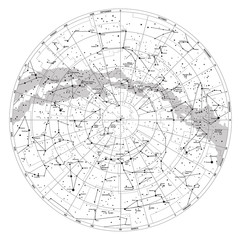 High detailed sky map of Northern hemisphere with names