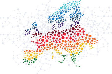 Europe abstract background with dot connection vector - obrazy, fototapety, plakaty