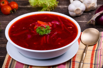 Ukrainian and russian national red borsch