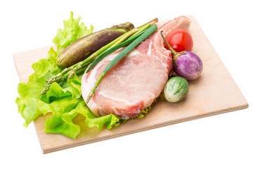 Raw t-bone steak