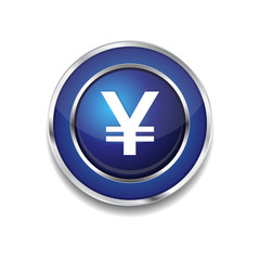 Obraz premium Yen Currency Sign Circular Vector Blue Web Icon Button