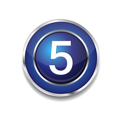 5 Number Circular Vector Blue Web Icon Button