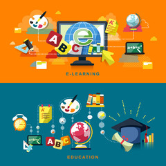 flat design for education and online learning